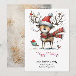Cartão De Festividades Rebelde Cute Whimsso em um Papai Noel Feliz