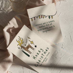 Cartão De Festividades Rebelde Desenhada À Mão Não Foto Feliz Natal