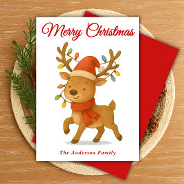 Cartão De Festividades Rebelde Whimsical com Luzes de Corda no Natal