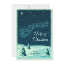 Rebeldes puxando Papais noeis no céu noturno