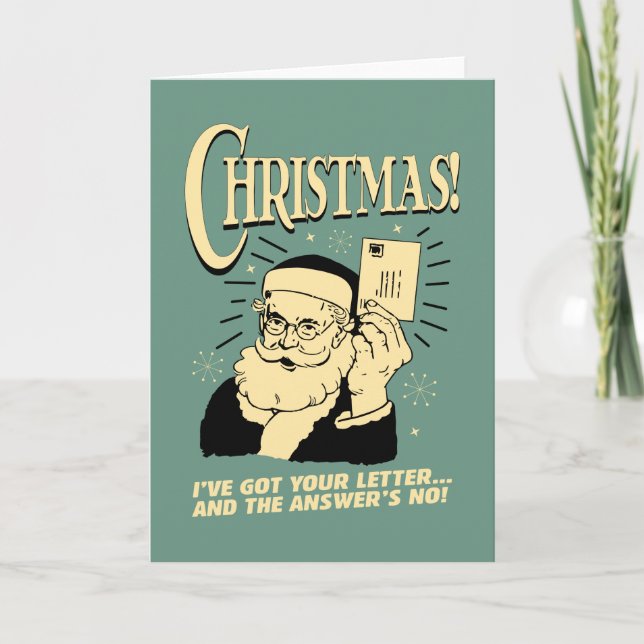 Cartão De Festividades Recebi Sua Carta. A resposta é não (Frente)