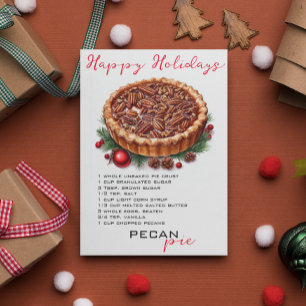 Cartão De Festividades Receita de Torta de Pecã de Natal  