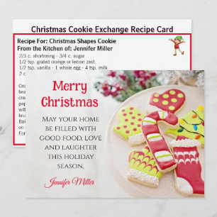 Cartão De Festividades Receita de Troca de Cookies Físicos Natal 5 x 7