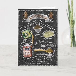 Cartão De Festividades Receita Ilustrada de Biscoito de Gengibre