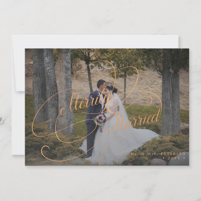 Cartão De Festividades Recém-casados de Natal Merrily (Frente)