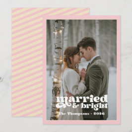 Cartão De Festividades Recém-Casados de Rosa e Champanhe no Natal