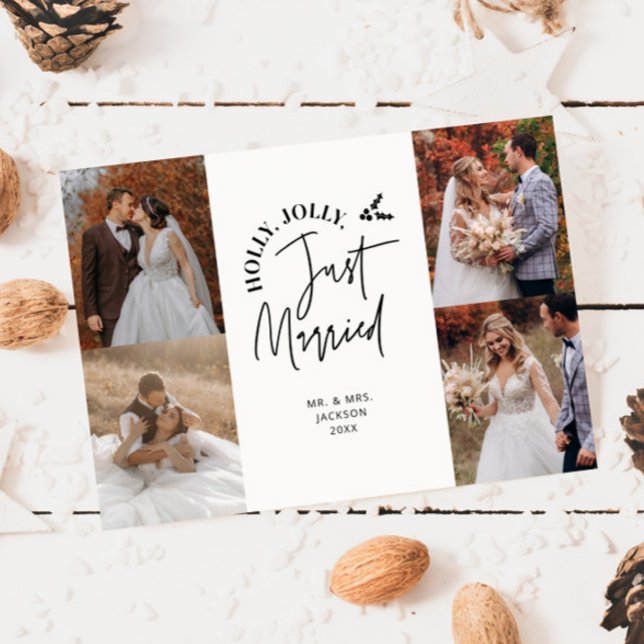 Cartão De Festividades Recem casados Feriado Novo Branco de Fotografia (Criador carregado)