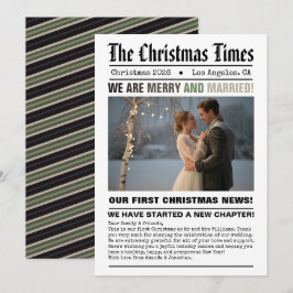 Cartão De Festividades Recém-casados Nossa Primeira Foto de Natal em Esti