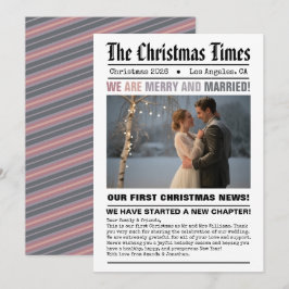 Cartão De Festividades Recém-Casados Nossa Primeira Foto de Natal em Esti