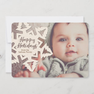 Cartão De Festividades Recorte de Papel Personalizado Férias Floco de Nev