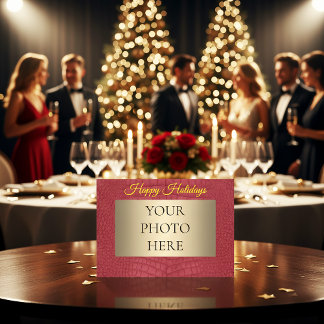 Cartão De Festividades Red Alligator Printed Faux Texture Photo Happy