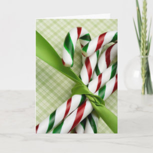 Cartão De Festividades Red and Green Candy Canes Christmas Card