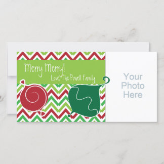 Cartão De Festividades Red and Green Zig Zag Holiday/Christmas Photo Card