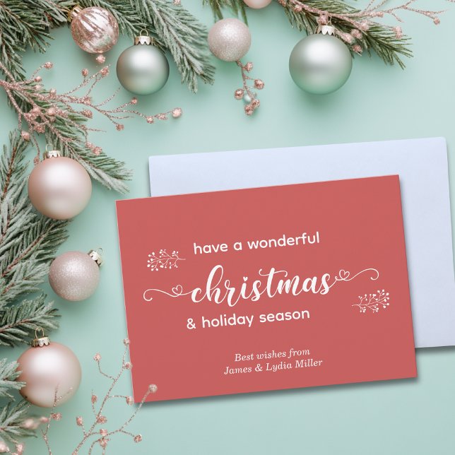 Cartão De Festividades Red and White Hand Desenhado Simples Natal (Criador carregado)