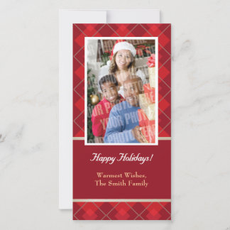 Cartão De Festividades Red argyle single photo