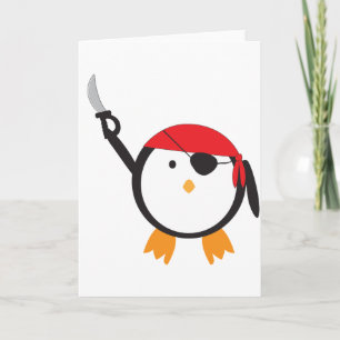 Cartão De Festividades Red Bandana Pirate Penguin