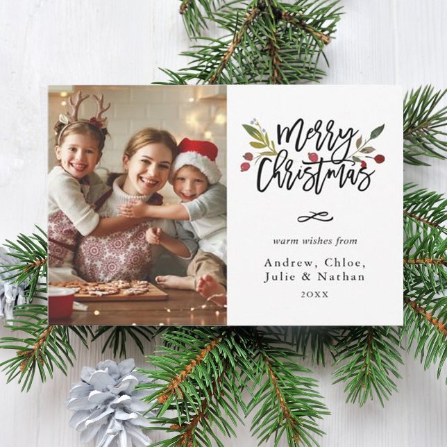 Cartão De Festividades Red Berries Felry Foto de Natal (Criador carregado)