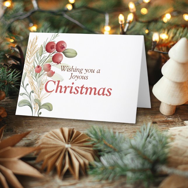 Cartão De Festividades Red Berries Greenery Elegante Natal (Criador carregado)