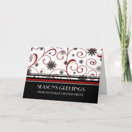 Cartão De Festividades Red Black White Real Estate Season's Greetings
