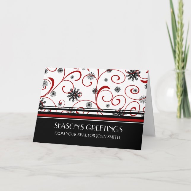 Cartão De Festividades Red Black White Real Estate Season's Greetings (Frente)