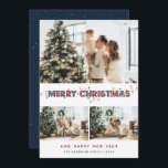 Cartão De Festividades Red Blue Christmas Lights 3 Photo Collage<br><div class="desc">Vermelho e azul personalizados cartões com fotos de Natal Feliz com uma colagem de fotos com um título decorativo e luzes de Natal na frente e no fundo azul com neve caindo nas costas. Personalize facilmente esses Cartões de foto de Natal vermelhos e azuis com suas imagens, um nome de...</div>