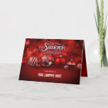 Cartão De Festividades Red Bokeh Sparkle Elegance Corporate Folded<br><div class="desc">Lovely sparkle effect with this bokeh background in rich red tones and elegant Christmas ornaments on corporate Holiday greeting. Typography above has Ornate Season's Greetings text. Customize Company name on card front. Matching design on card inside with Seasonal text message you can keep, customize or delete. Add your names and...</div>