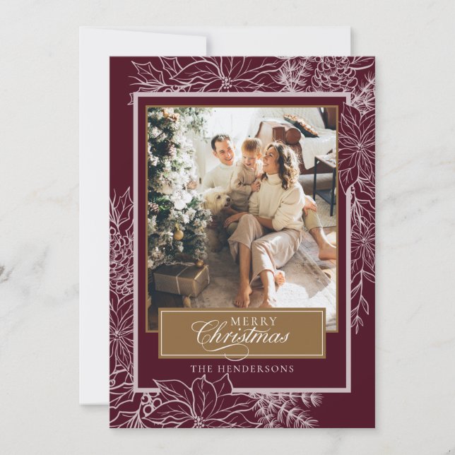 Cartão De Festividades Red Botanical Felry Photo (Frente)