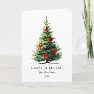 Cartão De Festividades Red Bows Merry Christmas Tree Card