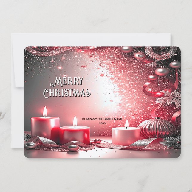 Cartão De Festividades Red Candles Decorative Holiday Card (Frente)