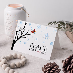 Cartão De Festividades Red Cardinal Bird Winter Snowflake Holiday