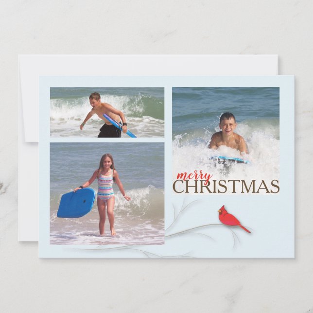 Cartão De Festividades Red Cardinal Double Sided MULTI Photo Card (Frente)