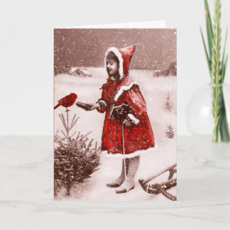 Cartão De Festividades Red Cardinal Vintage French Greeting Card