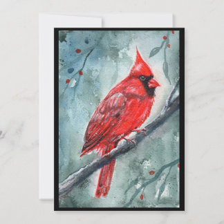 Cartão De Festividades Red cardinal watercolor design by Renee Lavoie