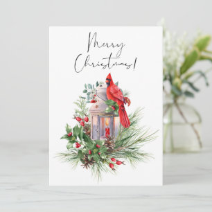 Cartão De Festividades Red Cardinale Bird Watercolor Natal