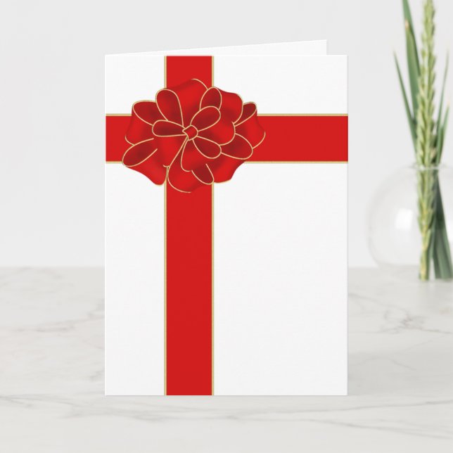 Cartão De Festividades Red Christmas Bow (Frente)