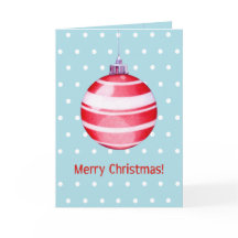 Red Christmas Ornament blue Card