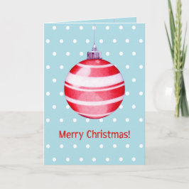 Cartão De Festividades Red Christmas Ornament blue Card