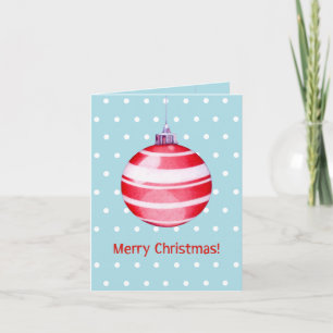 Cartão De Festividades Red Christmas Ornament blue Note Card