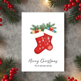 Cartão De Festividades Red Christmas Socks Holiday Greeting Card