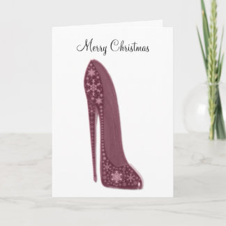Cartão De Festividades Red Christmas Stiletto Shoe and Snowflakes Art Gif