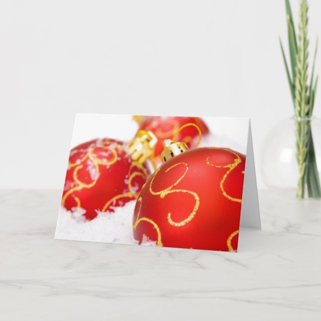 Cartão De Festividades Red Christmas Tree Ornaments (Frente)