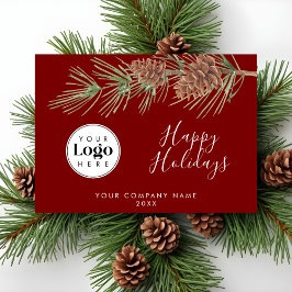 Cartão De Festividades Red Custom Logo Holiday Business Thank You Card