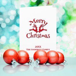 Cartão De Festividades Red Custom Photo Merry Christmas Reindeer