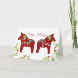 Cartão De Festividades Red Dala Horses Holiday Card
