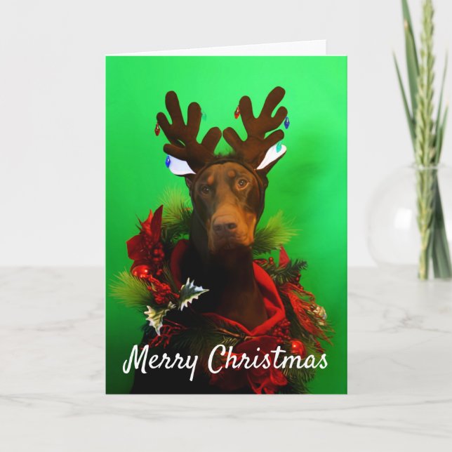 Cartão De Festividades Red Doberman Christmas card (Frente)