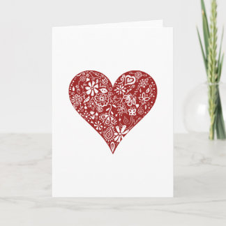 Cartão De Festividades Red Doodle Heart
