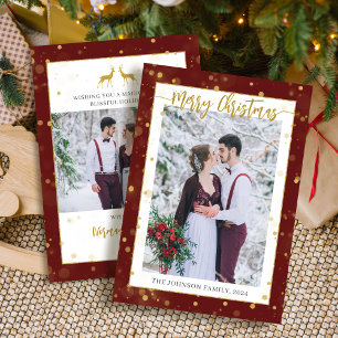 Cartão De Festividades Red Dourado Sparkle Felry Natal 2 Foto