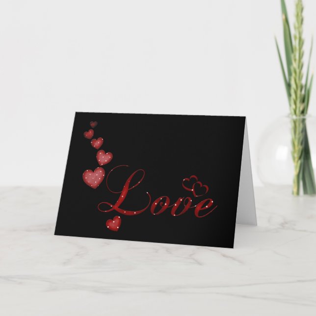 Cartão De Festividades Red Falling Hearts Love Namorados Greeting Card (Frente)