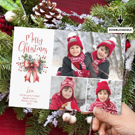 Cartão De Festividades Red Felry Natal 3 Fotografias Script Holly Arco
