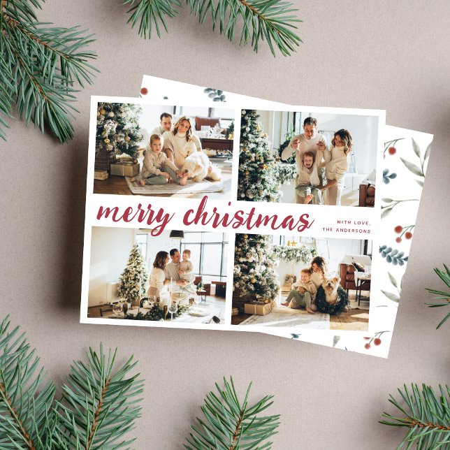 Cartão De Festividades Red Felry Natal Calliografia Quatro Foto (Criador carregado)